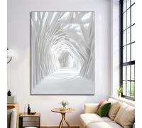 Tableau Décoration Murale Gris Clair 80X120Cm - Peinture Sur Toile Affiche Espace Géométrique 3D Sans Cadre Pour Salon, Chambre, Impression Sur Toile Déco Architecture Abstraite Maison
