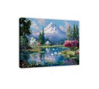 Tableau Décoration Murale Impression Sur Toile Bleu Montagnes Paysage - 60x40 cm - Tableau Décoration Murale Chambre et salon