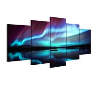 Tableau Decoration Murale - LUMASOUL - 5-2-14-0-2-2-13-5 - Moderne Motif - 5 parties - Bleu - 150x75 cm