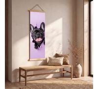 Tableau Decoration Murale Mignon Bouledogue français Impression sur Toile, Cadre Decoration Murale Salon Drôle Chiot Poster Mural, Tableau Salon Moderne Illusion 3d'optique Chien Chambre 25x75 cm