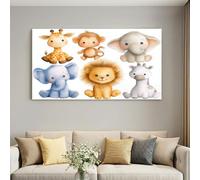 Tableau Decoration Murale Salon, Decoration Maison Moderne Impression sur Toile Naturelle Aquarelle de Dessin Animé, Décoration Animal Éléphant Decoration Murale pour Salle Chambre 40L x 30W cm