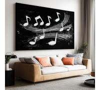 Tableau Decoration Murale Salon Moderne, Musique Thème Notes Lignes 90x60 cm Grand Impression sur Toile pour Chambre Bureau Salle De Bain Maison Décoration