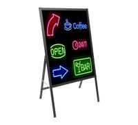 Tableau d'écriture LED - Tableau publicitaire lumineux - Avec télécommande et 8 stylos fluo - 60 x 80 cm - Tableau d'affichage LED