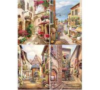 Tableau diamanté représentant un paysage urbain, dimensions 40x50 cm, peinture par numéros 5D