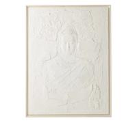 Tableau Effet Plâtre Bouddha 90x120cm Blanc