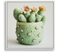 Décoration murale impression sur étoile avec cadre pot de cactus A Mauro Ferretti Laccata Vert 40x2,8x40 cm