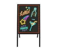 Tableau LED debout - Premier chevalet lumineux avec marqueur à craie néon pour acier rustique - Décoration vintage pour l'école, le mariage, le bar, le restaurant, la cuisine et la maison