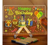 Tableau Lumineuse Message LED, Tableaus en Acrylique avec 7 Couleurs Stylo, Avec Support Réglable, D'écriture LED Lumineux Transparent, Essuyable, Tableau D'écriture, Mémo (30 * 20cm)