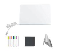 Tableau lumineux LED - Tableau effaçable à sec avec support réglable et marqueur de 7 couleurs | Tableau d'écriture LED pour nuit, maison, école, vacances, dessin et peinture