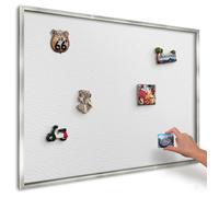 Tableau magnétique avec cadre, Tableau décoration murale, Cadre argenté 100x70 Texture blanche DecorTapis