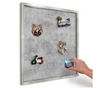 Tableau magnétique avec cadre, Tableau décoration murale, Cadre argenté 50x50 Surface grise DecorTapis