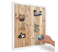 Tableau magnétique avec cadre, Tableau décoration murale, Cadre blanc 50x50 planches de bois DecorTapis