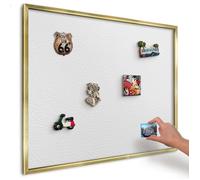 Tableau magnétique avec cadre, Tableau décoration murale, Cadre doré 80x60 Texture blanche DecorTapis