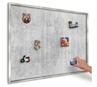 Tableau magnétique avec motif, Tableau décoration murale, Cadre argenté 100x70 Texture grise DecorTapis