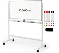 Tableau magnétique CB10390WH, double face, mobile, réglable, effaçable à sec, 120 x 60 cm, blanc - N