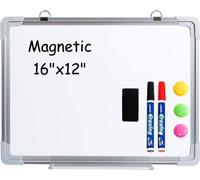 Tableau magnétique de bureau 40 x 30 cm, blanc, avec 2 feutres et 3 aimants, pour le salon, la salle de classe ou le bureau