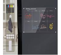 Tableau magnétique effaçable pour frigo - Planificateur hebdomadaire transparent, réutilisable pour menus et liste de courses