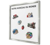 Tableau Magnétique en Métal 50x50 cm | Cadre Argenté | Notre Morceau Du Monde