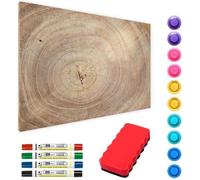 Tableau Magnétique en Métal Motif Tronc Cernes de Bois 60x40cm