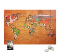 Tableau Magnétique en Métal pour Cuisine 120x60 Carte du monde avec drapeaux