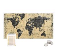 Tableau Magnétique en Verre Trempé 100x70 Carte du monde ancienne
