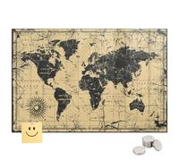 Tableau Magnétique en Verre Trempé 60x40 Carte du monde ancienne
