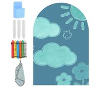 Tableau Magnétique Enfant Mural en Forme d'Arche, 100x80cm Tableau Magnétique Autocollant,Adhésif Papier Aimanté Montessori avec Marqueurs à Craie à Base D'eau et Chiffon pour Maison École(Turquoise)