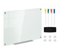 Tableau magnétique Fortuna Lai 90 x 60 cm avec 4 stylos, 6 aimants, 1 éponge et un support, chevalet en verre pour montage mural