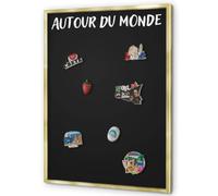 Tableau Magnétique Mural 70x100 cm | Cadre Doré | Autour Du Monde