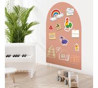 Tableau Magnétique Mural Enfant 80×100 cm, Adhésif Papier Aimanté Arche, Inclus 3 Craies Sans Poussière et 1 Chiffon Nettoyant - Idéal Salle de Classe ou Chambre d'Enfant (MilkTea)