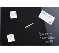 Tableau magnétique Relaxdays, inscriptible, avec 3 aimants et un feutre, effaçable, sans cadre, tableau magnétique en verre, 80 x 50 cm, noir