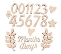 Tableau Mensuel pour Bébé en Bois, Mois, Décor Anniversaire | 1 Set Kaki, Bois Léger, Réutilisable, pour Photos et Arrière-plans de Fête