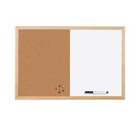 Tableau mixte Liège/Blanc laqué magnétique cadre bois 40 x 60 cm Bi-Office