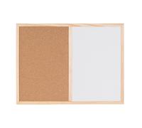 Tableau mixte Liège/Blanc laqué magnétique cadre bois 60 x 90 cm Bi-Office