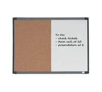 ACCO NOBO Tableau mural 2-en-1 585 x 430 mm – Blanc magnétique effaçable à sec / liège, porte-marqueur