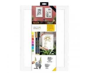 Tableau Mural Ardoise Blanc/Bois 60x40 Cm - Securit