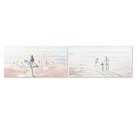 Tableau mural avec cadre, bleu/beige, dimensions : 10 x 122 x 62 cm
