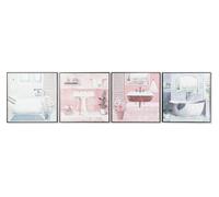 Tableau mural avec cadre, dimensions 61x61x24 cm, couleurs bleu, blanc et rose