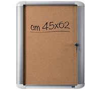Tableau mural en liège avec porte battante, cadre en aluminium pour intérieur avec fermeture ormat intérieur 45 x 62 cm (4 x A4)