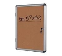 Tableau mural en liège avec porte battante, cadre en aluminium pour intérieur avec fermeture ormat intérieur 67 x 62 cm (6 x A4)