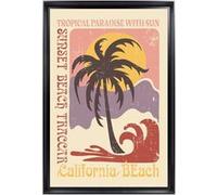 Tableau mural encadré CEANOTHE California Beach rétro 40x60 cm Multicolore Multicolore