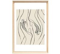 Tableau mural encadré CEANOTHE mains line art 40x60 cm Beige Beige