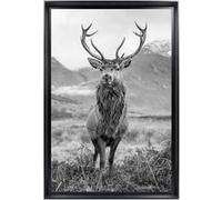 Tableau mural encadré CEANOTHE - Portrait cerf élégant - 40x60 cm - MDF Noir & blanc Noir & blanc
