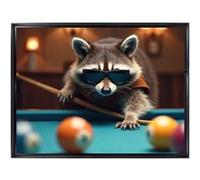 Tableau mural encadré CEANOTHE Raton laveur joueur de billard 60x80 cm Multicolore MDF Multicolore