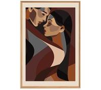 Tableau mural encadré couple 65x97 cm CEANOTHE Décoration Murale Art Décoratif Muraux Peinture Imprimée en HD Salon Chambre Bureau Fabriqué en France Marron G