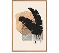Tableau mural encadré feuille décorative 65x97 cm CEANOTHE Décoration Murale Art Décoratif Muraux Peinture Imprimée en HD Salon Chambre Bureau Fabriqué en France Beige G