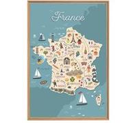 Tableau mural encadré illustration France 65x97 cm CEANOTHE 65x97 cm Vert - Fabriqué en France Vert G