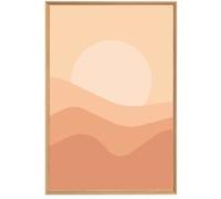 Tableau mural encadré illustration soleil couchant 65x97 cm CEANOTHE Décoration Murale Art Décoratif Muraux Peinture Imprimée en HD Salon Chambre Bureau Fabriqué en France Beige G