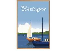 Tableau mural encadré illustration voiliers Bretons 65x97 cm CEANOTHE 65x97 cm Bleu - Fabriqué en France Bleu G