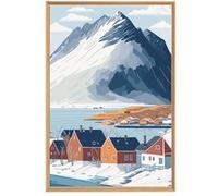 Tableau mural encadré montagne enneigé 65x97 cm CEANOTHE Décoration Murale Art Décoratif Muraux Peinture Imprimée en HD Salon Chambre Bureau Fabriqué en France Blanc G
